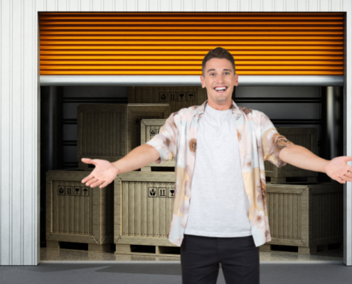 Man standing in Front of Storage Unit
